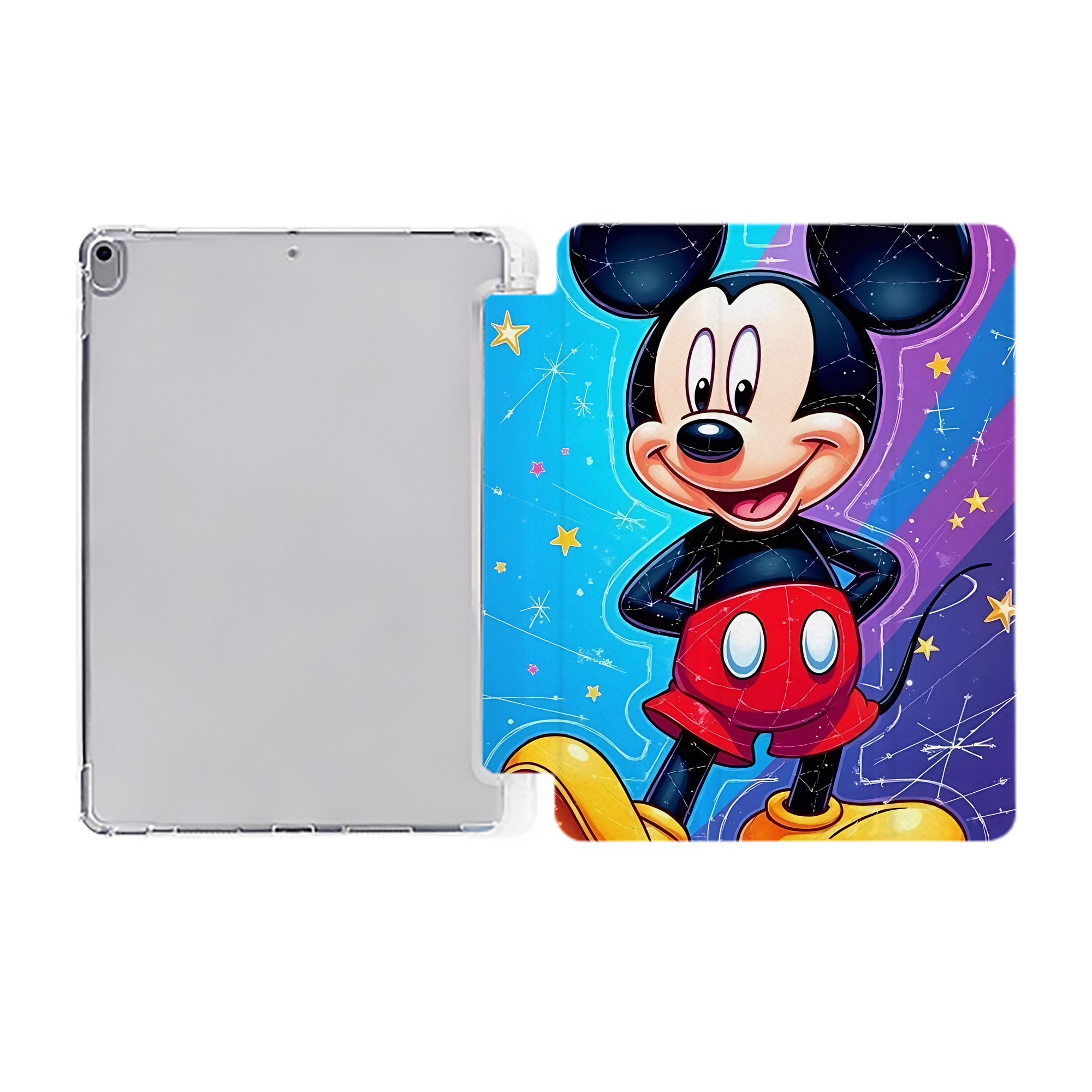 （画像用） ミッキーマウス Mickey Mouse IPad ケース ペン収納付き 三つ折りスタンド PUレザー×シリコン 対応機種9.5/10.5/10.9インチ